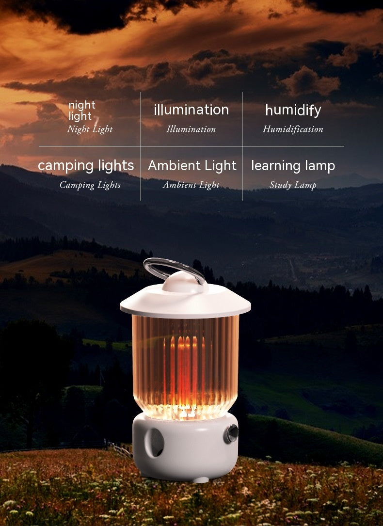 Retro Kerosene Lamp USB Humidifier – Rechargeable, Quiet, Desktop Style