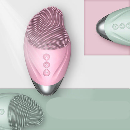 Heated Electric Silicone Facial Cleansing Brush – Ultrasonic Vibration