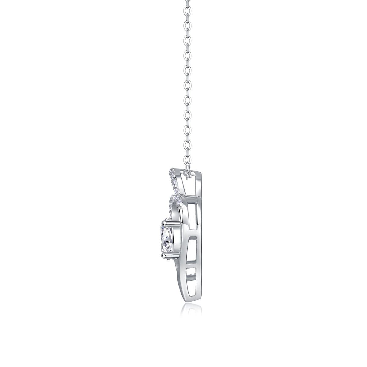 1Heart To Heart - A Fashionable And Luxurious Diamond Jewelry Pendant Set With 1-carat Moissan Diamond S925 Sterling Silver And Platinum