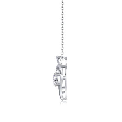 1Heart To Heart - A Fashionable And Luxurious Diamond Jewelry Pendant Set With 1-carat Moissan Diamond S925 Sterling Silver And Platinum