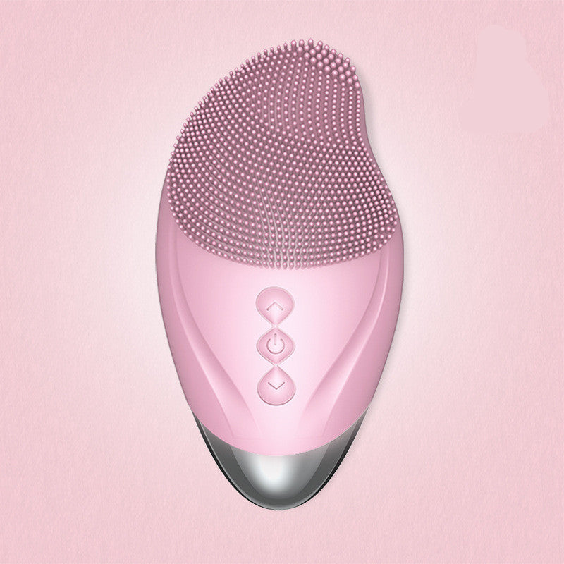 Heated Electric Silicone Facial Cleansing Brush – Ultrasonic Vibration