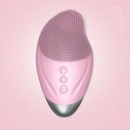 Heated Electric Silicone Facial Cleansing Brush – Ultrasonic Vibration
