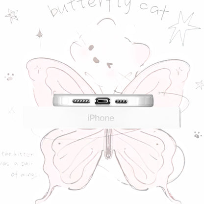 Cute Butterfly Bear Colorful Silver Suitable for Apple 15 Promax Protective Case iPhone 13 Phone Case
