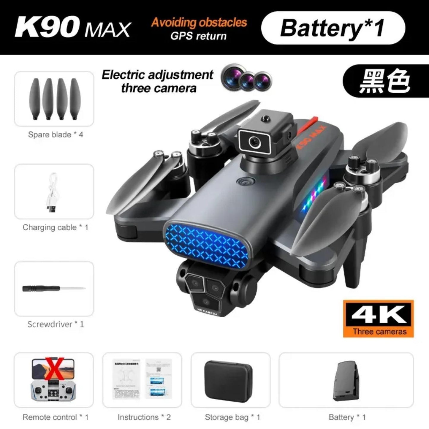K90 Max GPS Drone 8k Professional HD 3 Camera Aerial Photography Drone With 360 Obstacle Avoidance Remote Control Quadcopter Drone