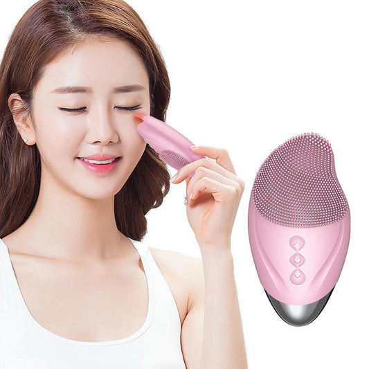 Heated Electric Silicone Facial Cleansing Brush – Ultrasonic Vibration