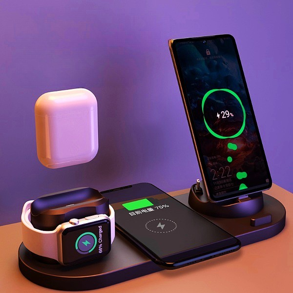 6-in-1 Wireless Fast Charging Dock for iPhone, Phone & Watch