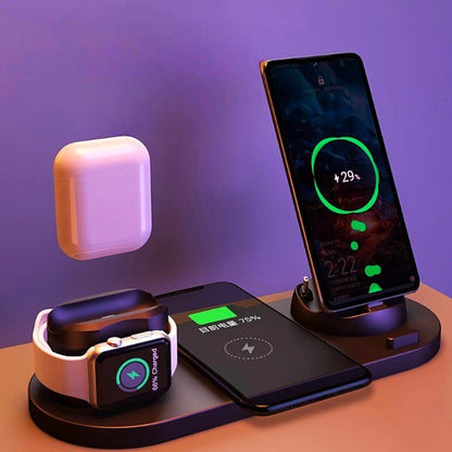 6-in-1 Wireless Fast Charging Dock for iPhone, Phone & Watch